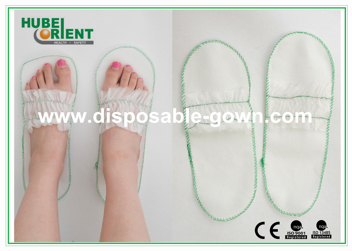 Comfortable White Disposable Hotel Slippers with Lace Part Top