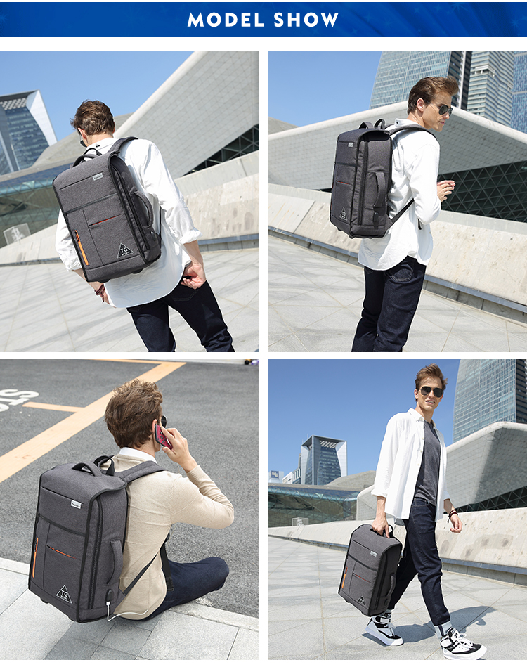 Retro Style Arcuate Shoulder Strap Large Capacity Backpack 17 Inch