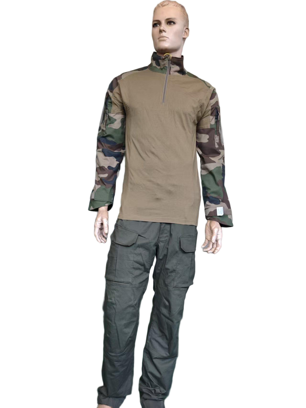 Semi Placket Camouflage Tactical Training Suit Frog Jacket Battle Trousers Quick Dry Camouflage Combat Shirt Tactical Clothing Ripstop Uniform