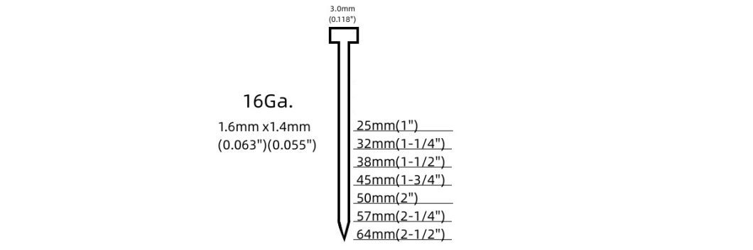 16gauge T Series Air Brad Nail Finish Nail T45