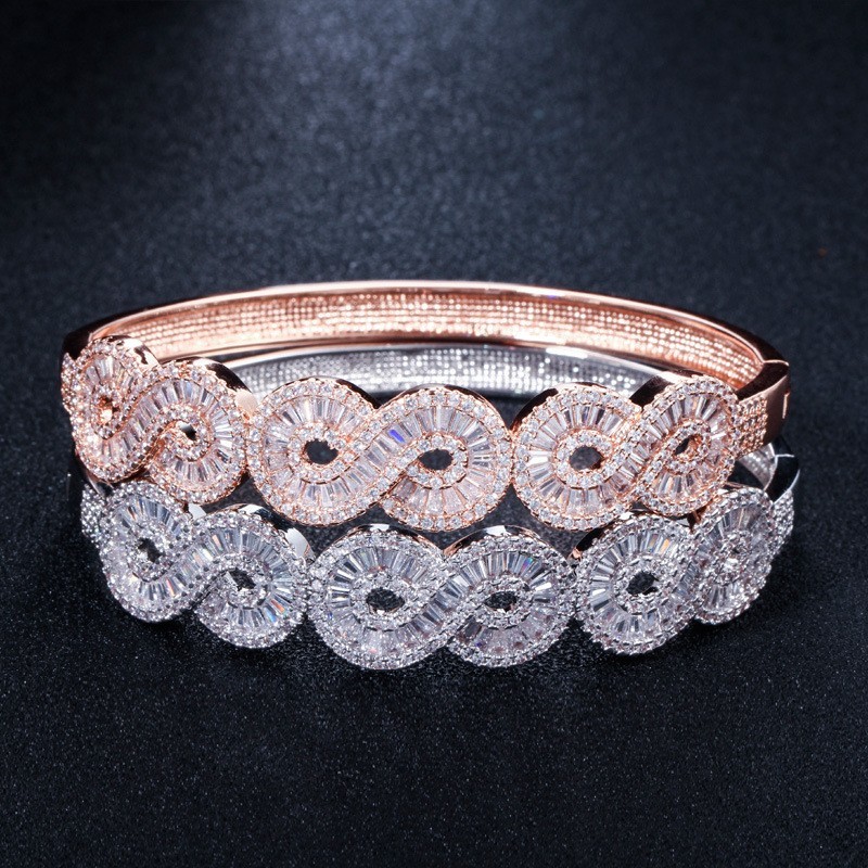 Fashion Bangle cuff Gold Filled AAAAA Cz stone Party Bracelets Bangles for women bridal Bracelet Jewelry