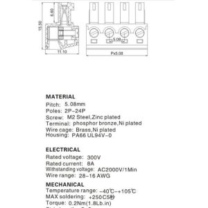 Server Station Pcb Mount Screw Terminal 5.08mm Pitch Electrical Terminal Block
