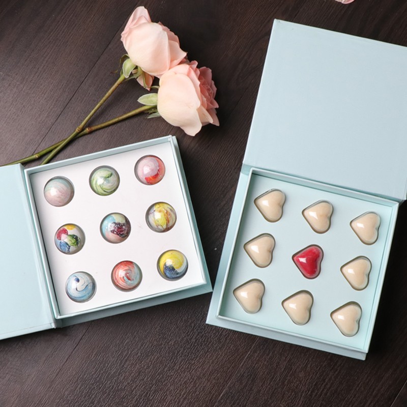 Custom Wrapping Chocolate Boxes Paperboard Liner Half Heart Kite Shape