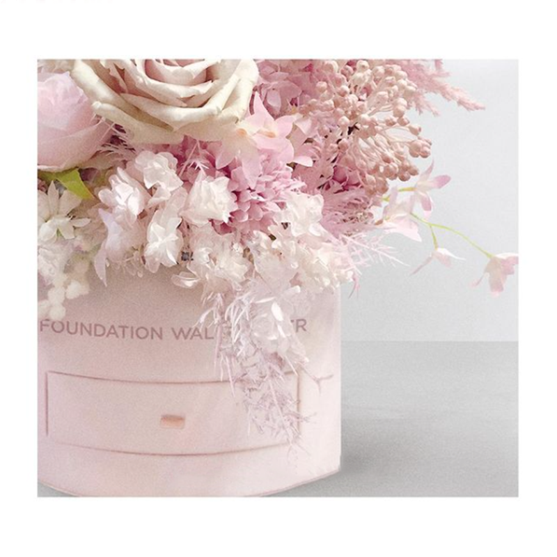 Custom Order Pink Cylinder Velvet Box Packaging with Drawer and Round Design