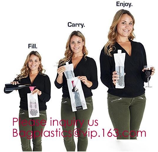 Foldable wine bag portable reusable plastic wine bottle pouch,wine bottle pvc custom packaging bag,vodka,wine,spirit