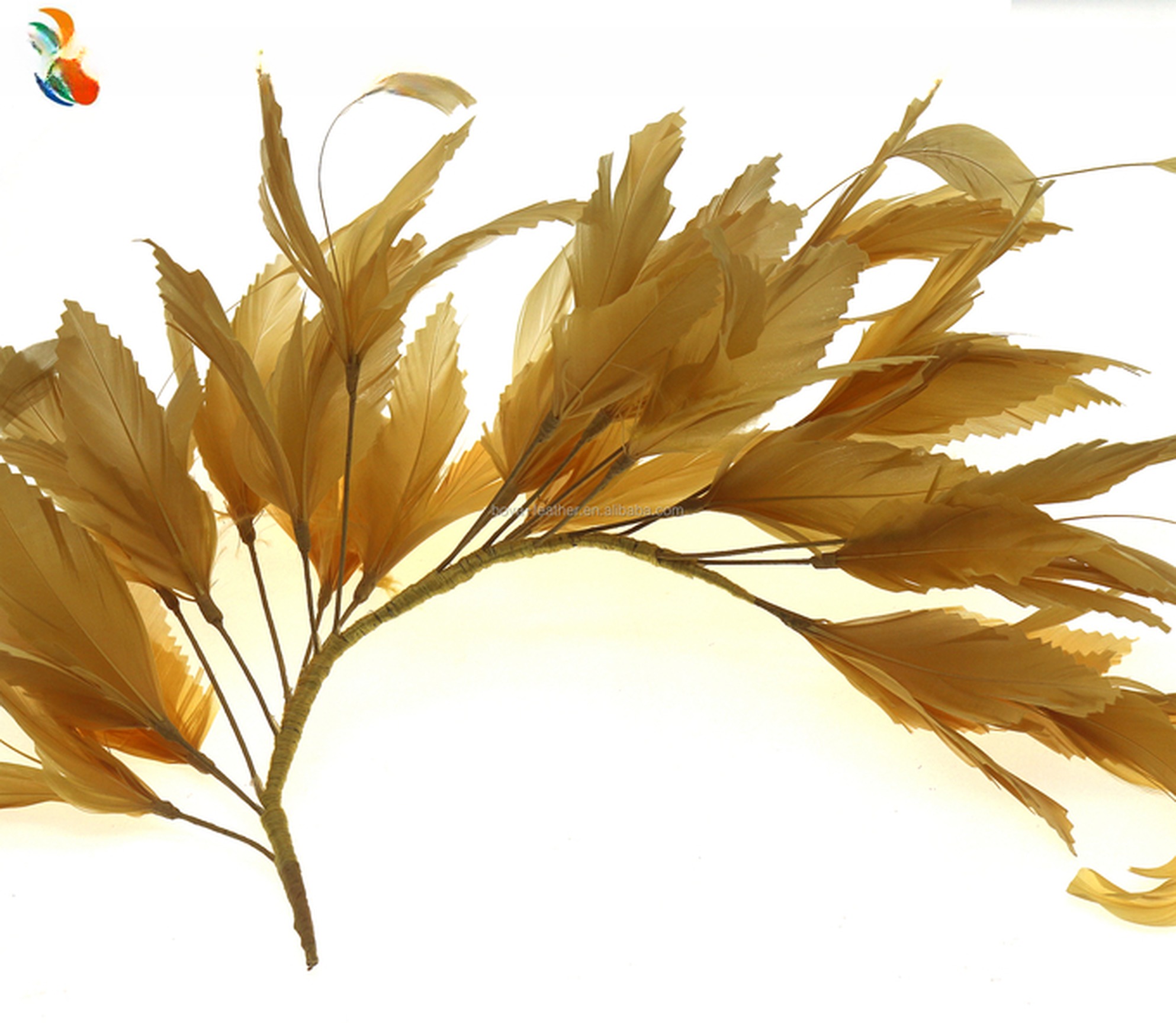 Dyed Stripped Goose Feather Tree Headwear 20x40cm Millinery Supplies