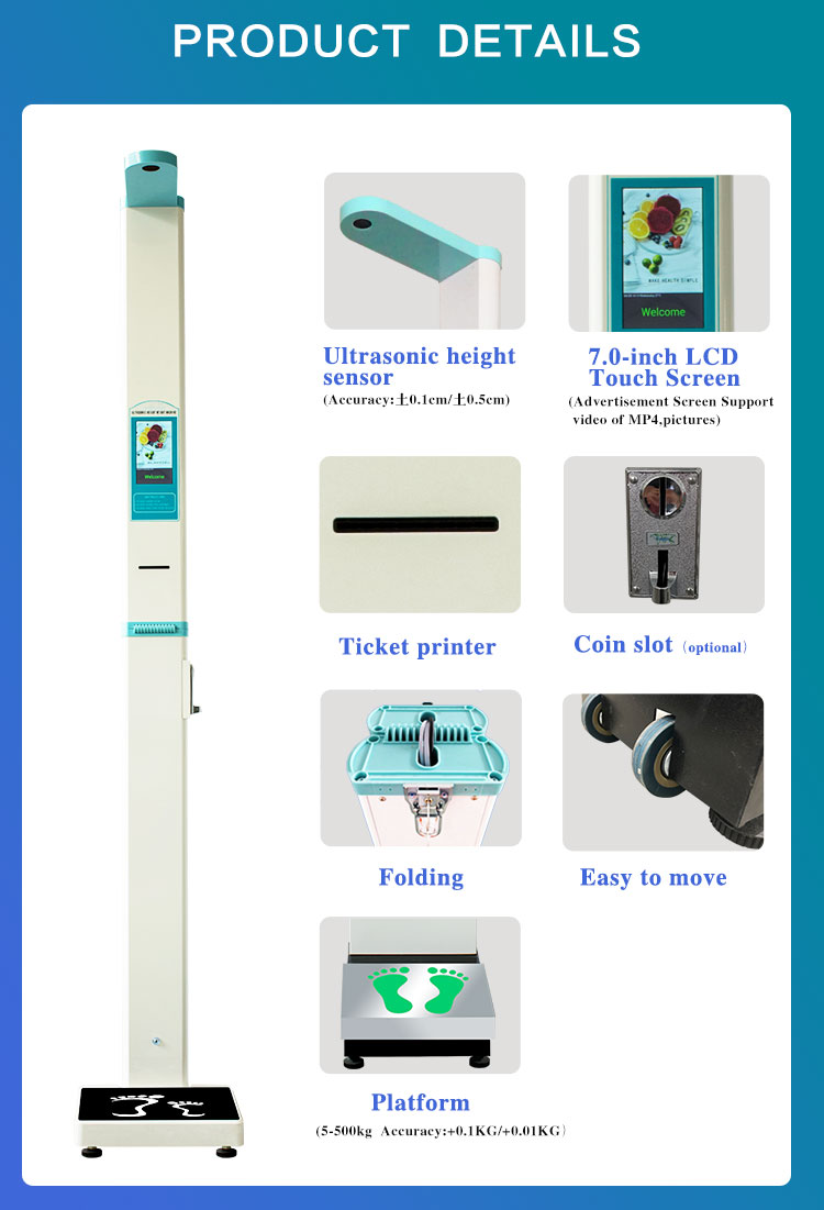 Coin Operated Ultrasonic Height and Weight Vending Machine