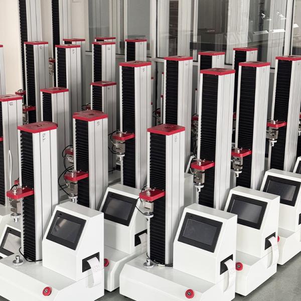 Digital tensile testing machine, measurement of plastic and rubber elongation