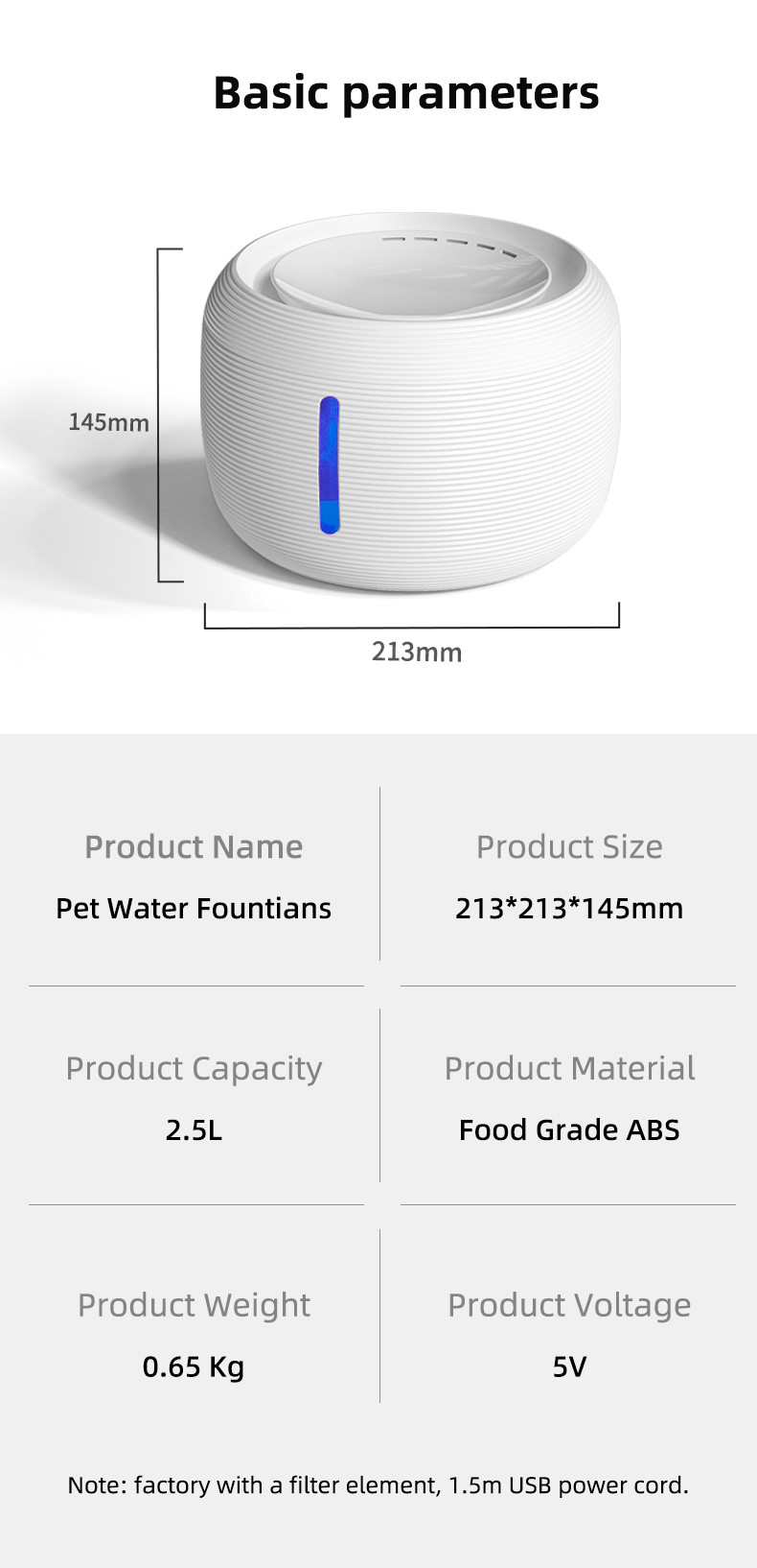 1.5W Smart Cat Drinking Fountain Plug And Play With Activated Carbon Ion Filter