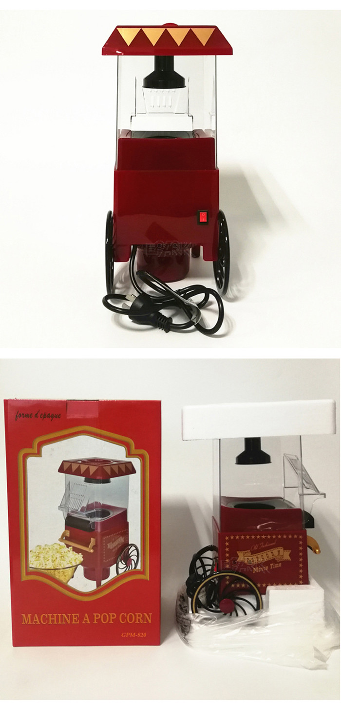 Car Shape Amusement Game Machines Hot Air Automatic Popcorn Popper With Cart