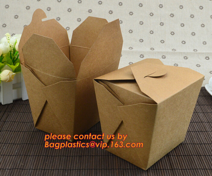 Cheap Cardboard foldable kraft paper lunch box with window,Lunch noodle fast food kraft paper box by customized logo pri
