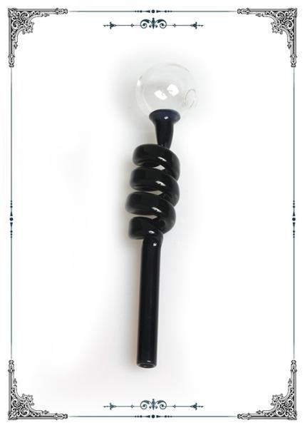 Pyrex Glass Oil Burner Black Helix Tube Clear Ball Head Mini Smoking Water Bong