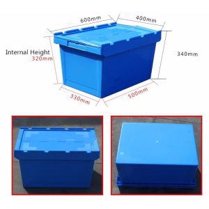wholesale plastic nested and stacked hinged container with lid fruit box crates