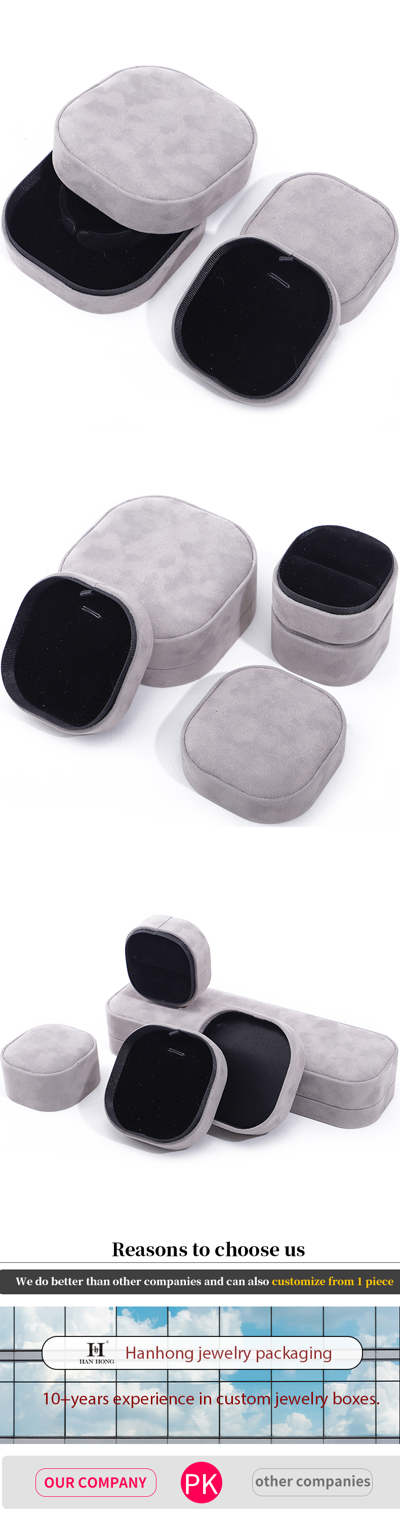 Hanhong Custom Logo Velvet Jewelry Box for Portable Storage of Bracelets Necklaces Rings