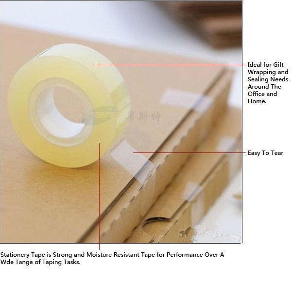 Low Price Good Quality Decorative Tansparent BOPP Stationery Tape White High Tensile Strength 18mm
