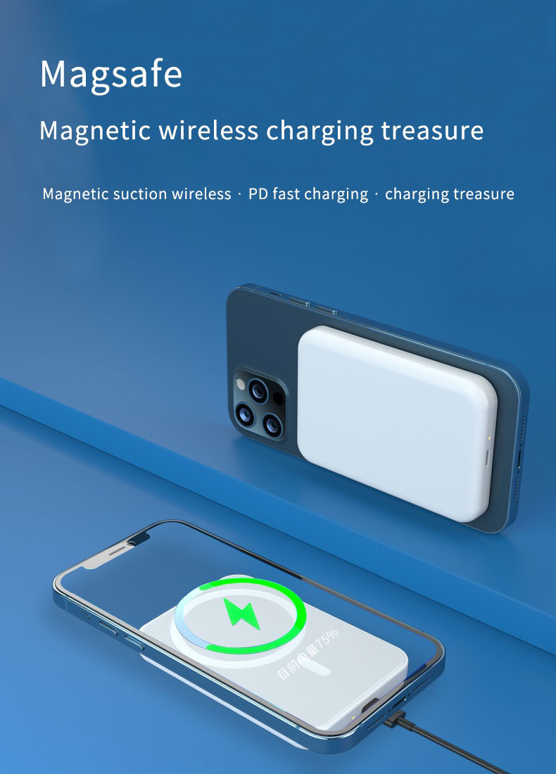 Magnetic Portable 5000mAh Wireless Charging Power Bank For Iphone 13