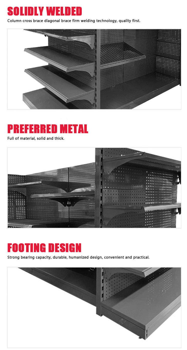 Cold Rolled Steel Retail Supermarket Shelving System With 30-80KG/Layer Load Capacity