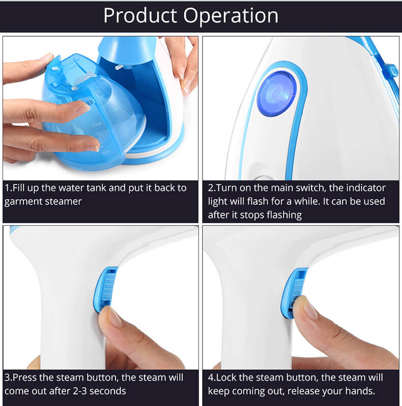 25s Heat Up Time Anti-Drip Light Travel Garment Steamer for Wrinkle-Free Ironing