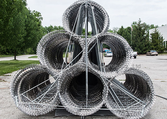 2.5mm Blade Concertina Razor Wire Fence Galvanized Straight Lines
