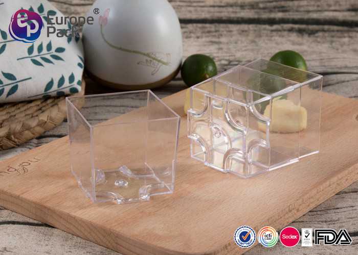 FDA Free Square Disposable Cups Clear Plastic Dessert Containers 60ml