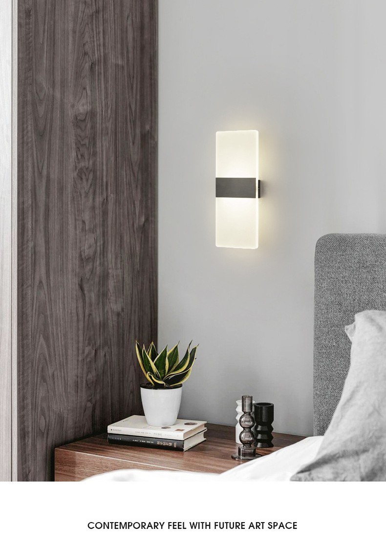 Modern Simple Rectangular LED Wall Lamp Transparent Bedroom Living Room Restaurant Hotel