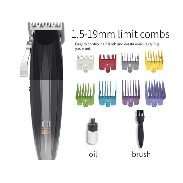 Usb Charging Cordless Hair Trimmer Black Stainless Steel Blade Adjustable