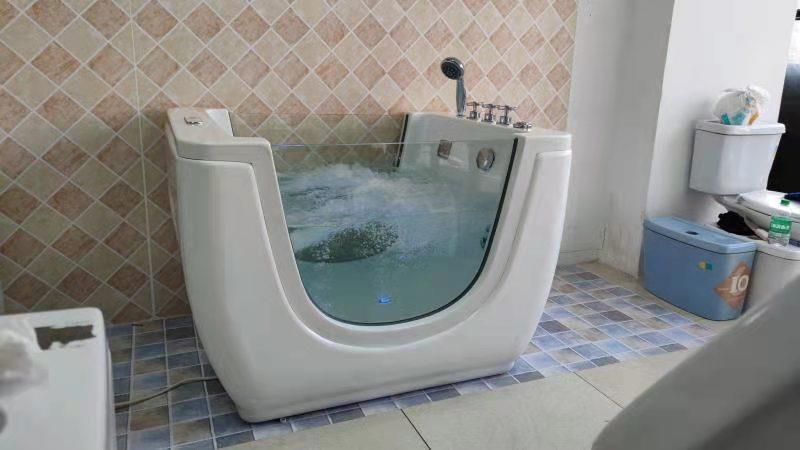 Two Person Jacuzzi Whirlpool Freestanding Bathtub With Jets Step Adult