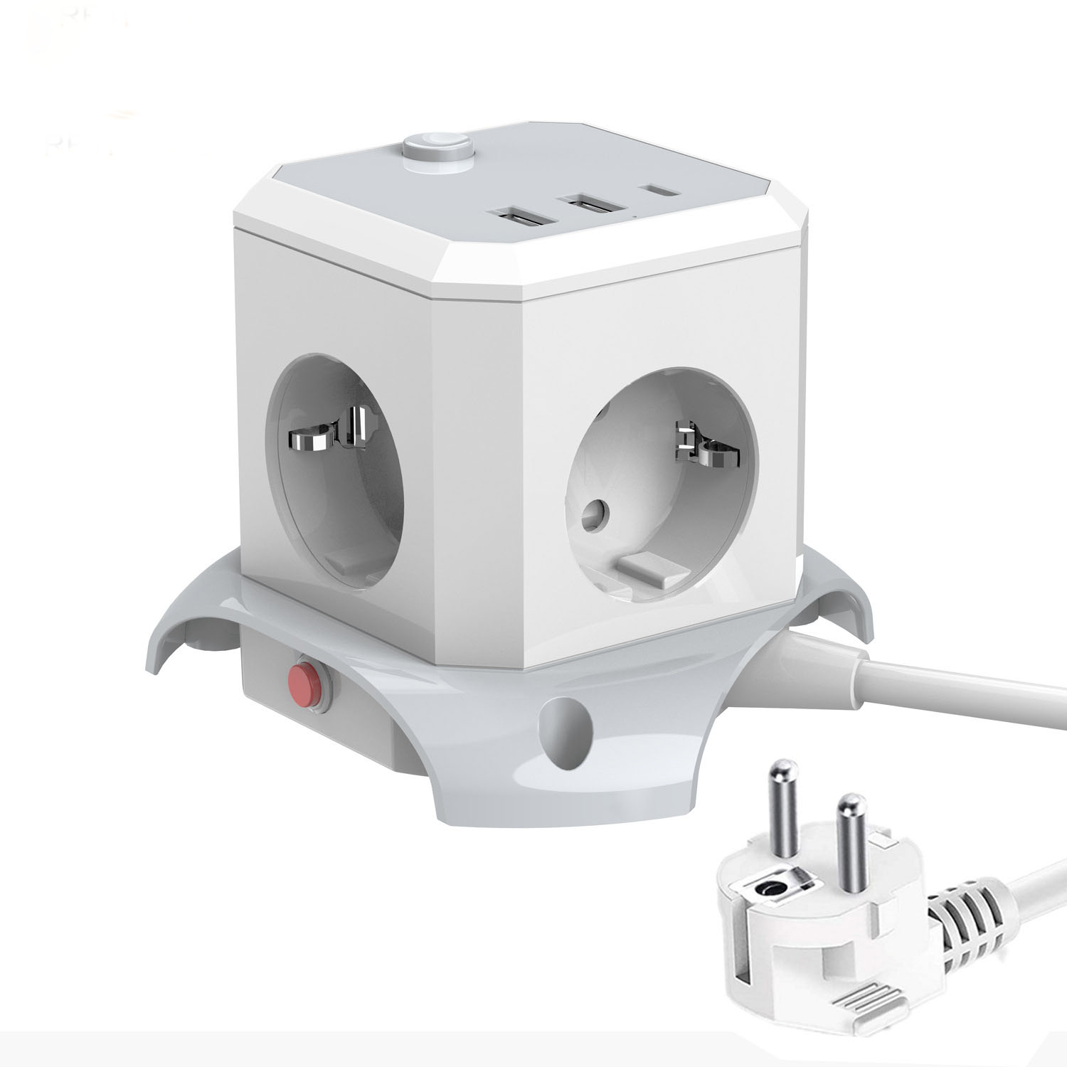 10A-16A Network Extension Lead Tower Black with Individual Switches 6Ac Outlet Usb and 10W Wireless Charger