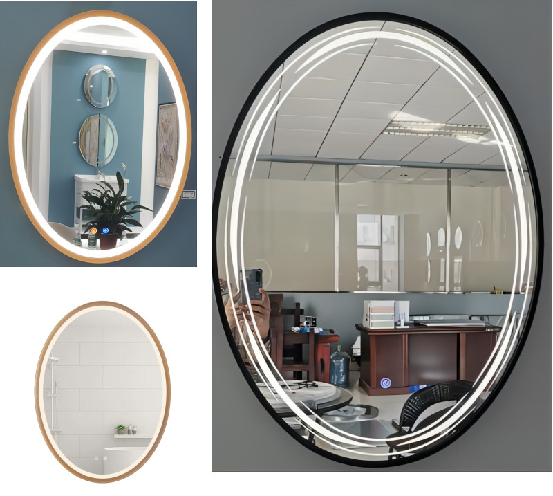 Stainless Steel LED Crystal Effect Mirror Crystal Vanity Mirror With Lights