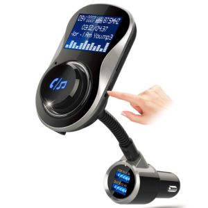  Dual USB Port FM Transmitter Bluetooth AUX Audio Receiver Adapter , Support U Disk TF Card Play Music With LCD Display Manufactures