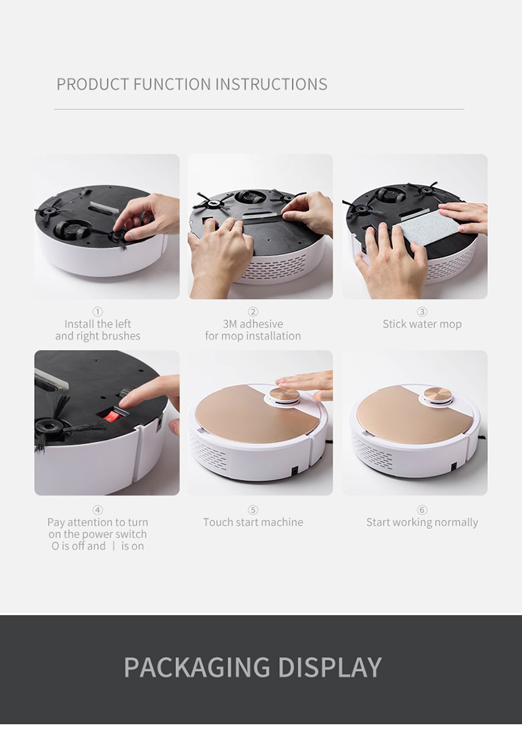 EMC 1600pa Smart Sweeping Robot Intelligent Vacuum Cleaner White