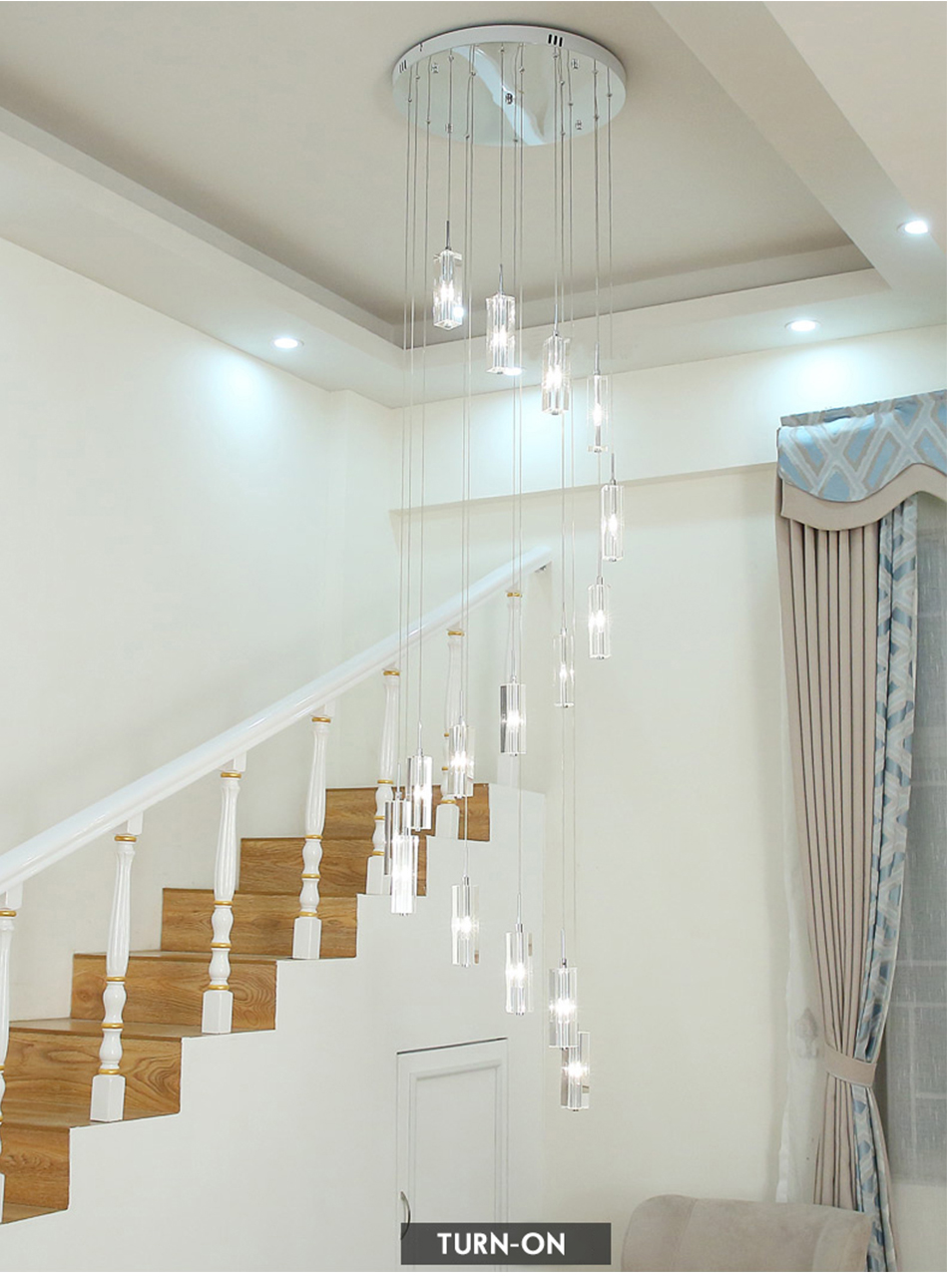 Long Crystal Staircase Chandelier Modern Design Indoor Lighting(WH-NC-100)
