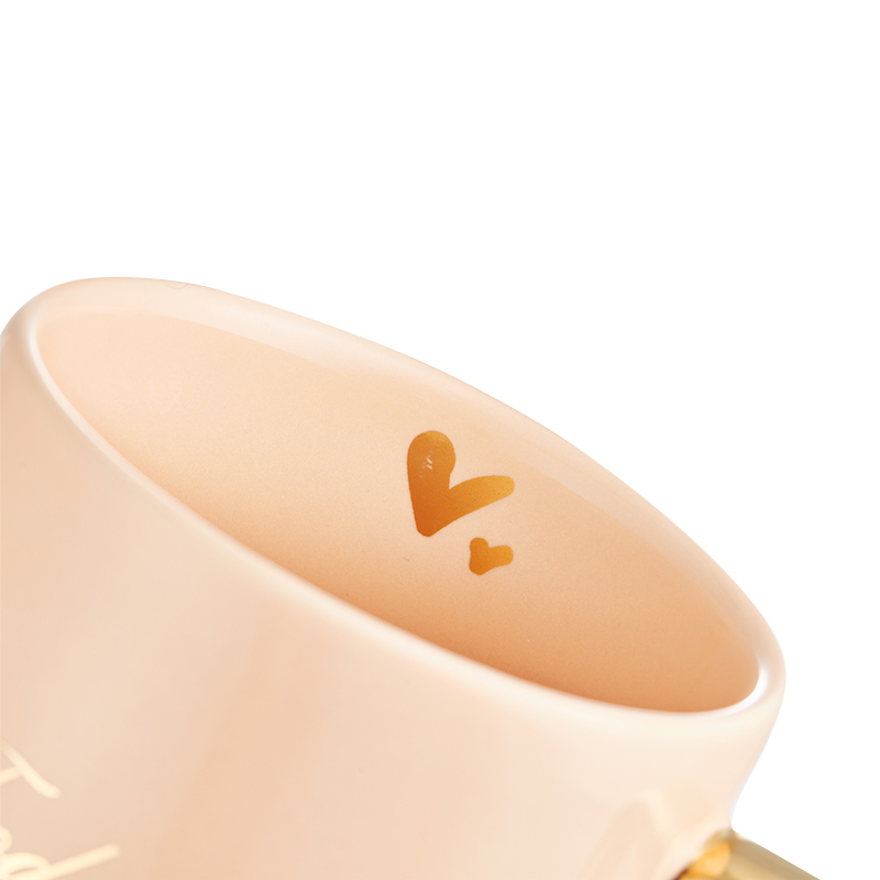 Wholesale Custom 400ml Pink Gift Cup Sublimation Reusable Coffee Ceramic Mug With Spoon