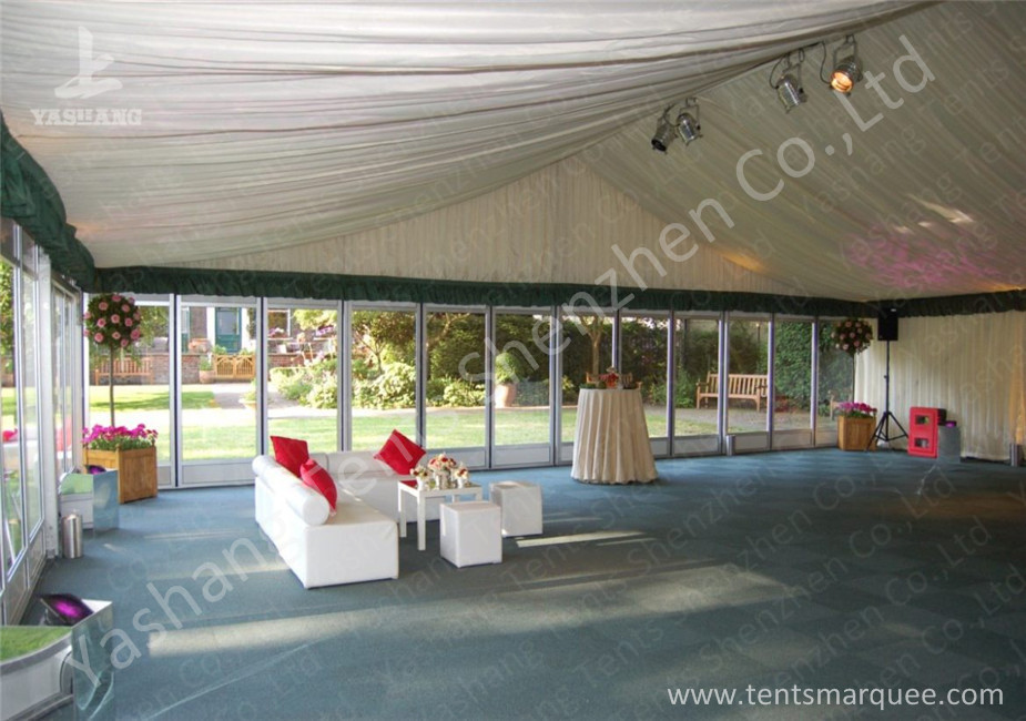 12m Wide Transparent Glass Wall Outside Luxury Wedding Tents Aluminium Frame Tents