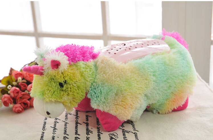Christmas gift night light animal pillow plush night light pillow music star rotate projector light