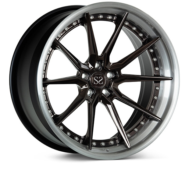 2PC Audi Forged Aluminum Wheels 5Spoke Black Rim Silver Machining Face 17inches