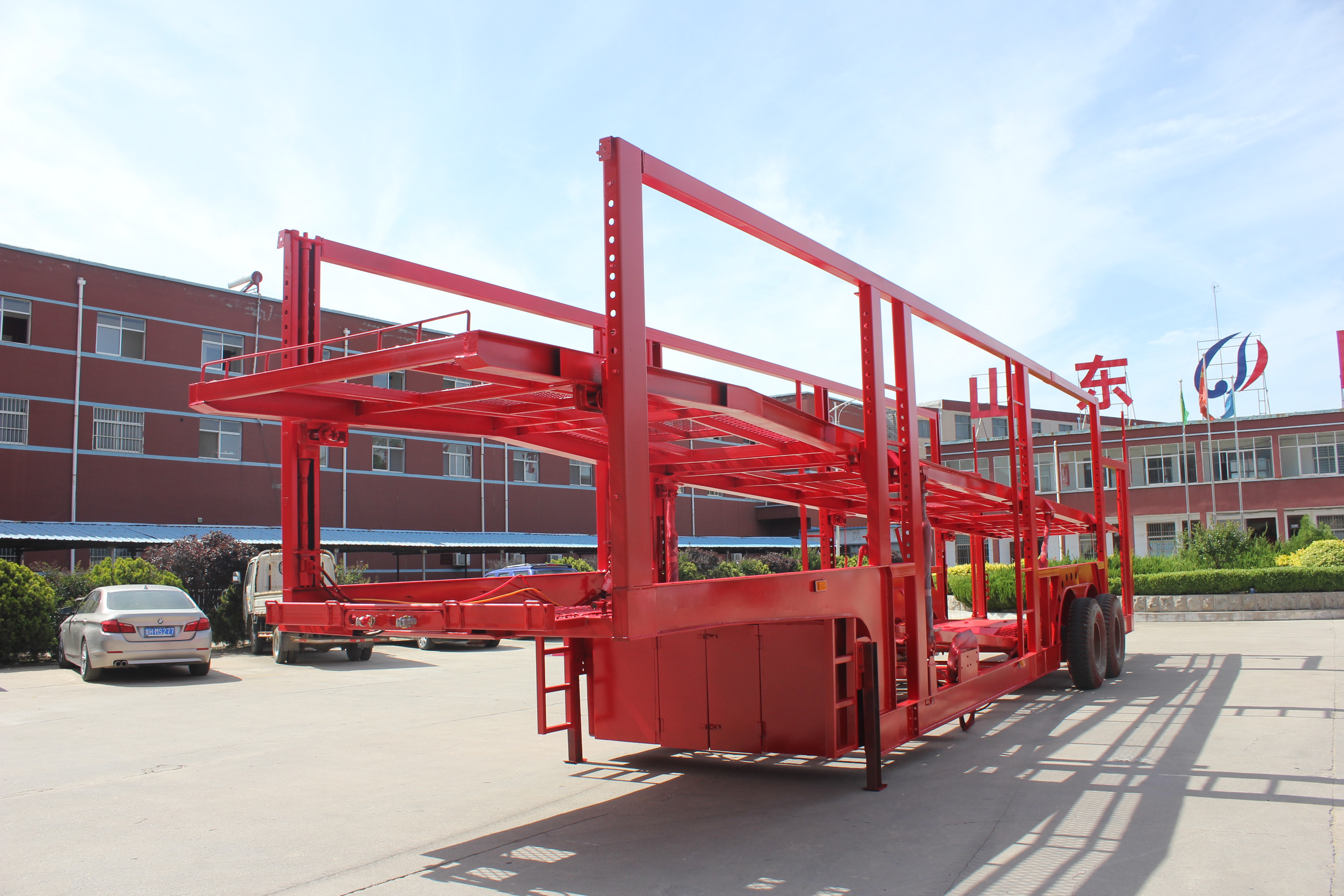 3 Axles Car Carrier Semi Trailer with Steel Material and 40000KG Payload