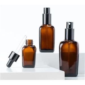 Amber Refillable Empty Foundation Bottle With Pump 1oz 2oz