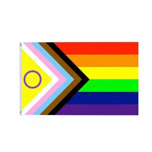 Digital Printing Rainbow LGBT Flag 3x5Ft 100D Polyester Progress Flag