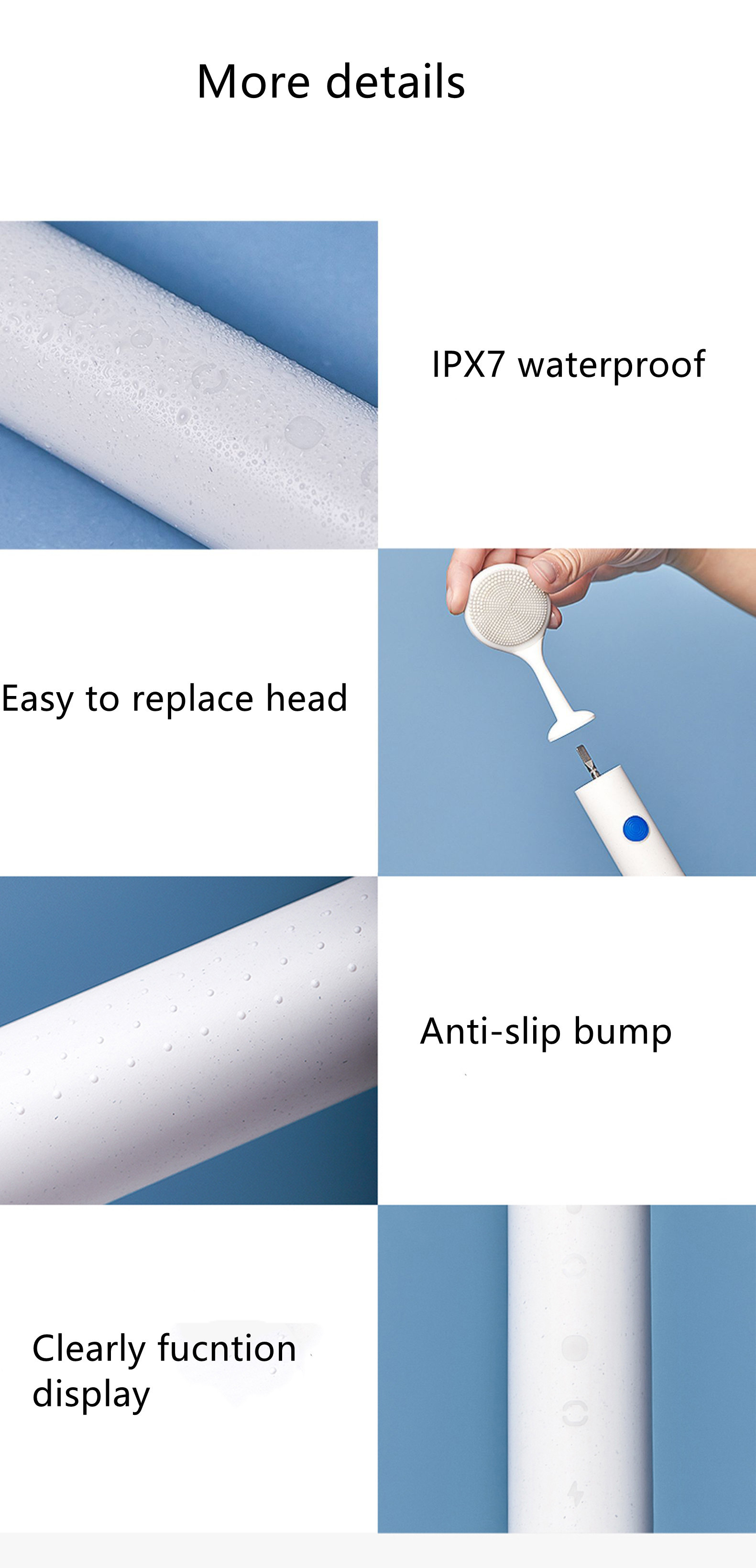 Portable Toothbrush 3 In 1 Sonic Electric Cleaning Tools