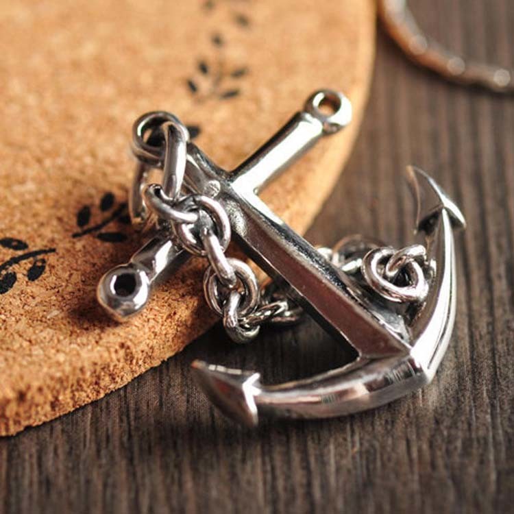 Sterling Silver Maritime Anchor Amulet Pendant with 925 Silver Wheat Chain Necklace(N6030806)