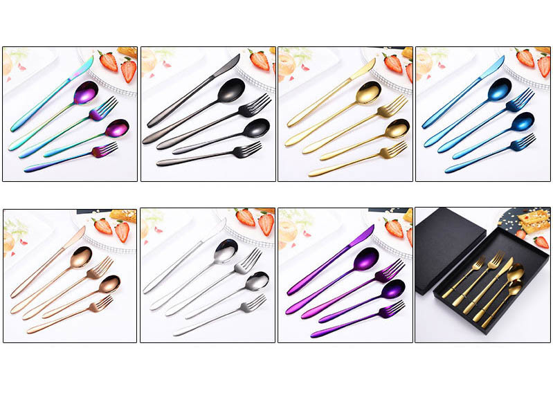 Five Piece Kitchen Household Items Western Stainless Steel Fork And Spoon Set Gift Box