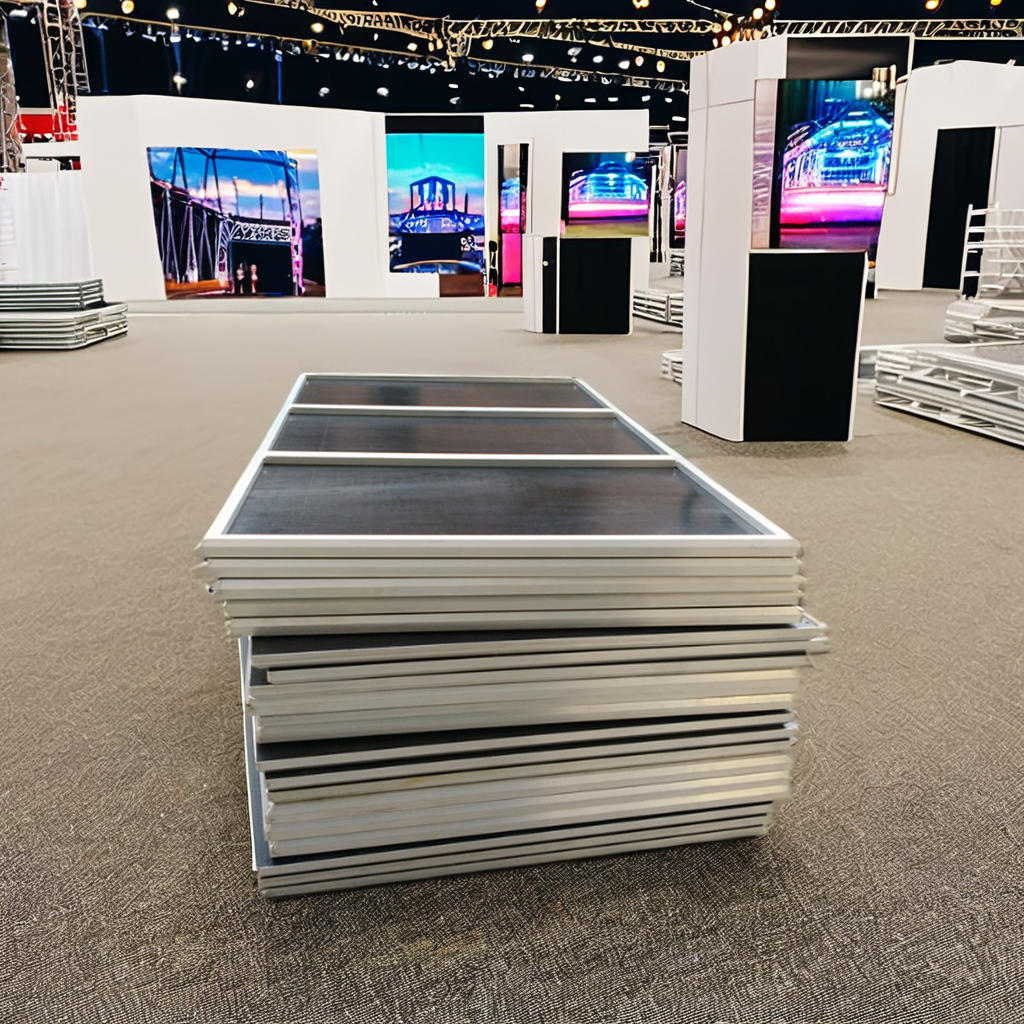 Adjustable Aluminum Folding Stage Platform With Alloy Stair Rise