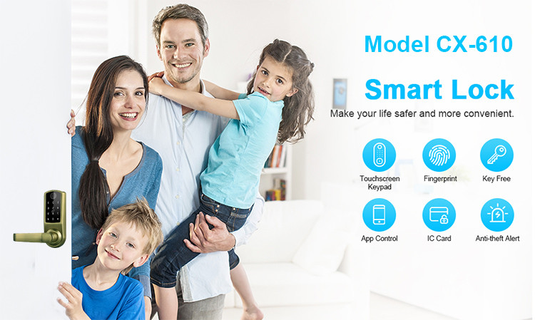 BLE TTLock App Controlled Door Lock 4xAA Batteries RFID Keyless Entry