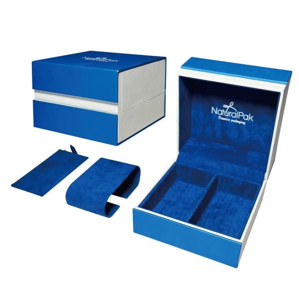 Sapphire Blue Plastic Luxury Watch Packaging Box Jewelry Box For Necklaces And