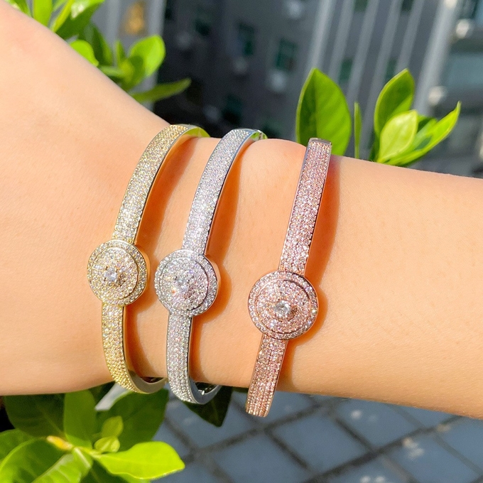 Beautiful Rainbow CZ Crystal Bracelets Bangle for Women Fashion Bracelets Bangle Jewelry Accessories Gift