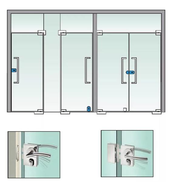 Aluminum Alloy Frameless Swing Glass Door , Tempered Commercial Double Glass
