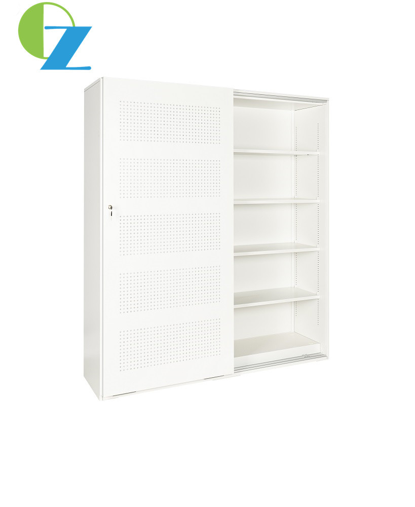 Zinc Handle Steel Office Cupboard 0.7mm Thickness With Sliding Door