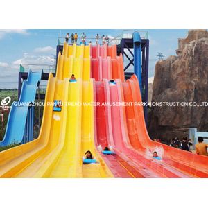 Multi Lanes Rainbow FRP Custom Water Slides In An Amusement Park Water Slide