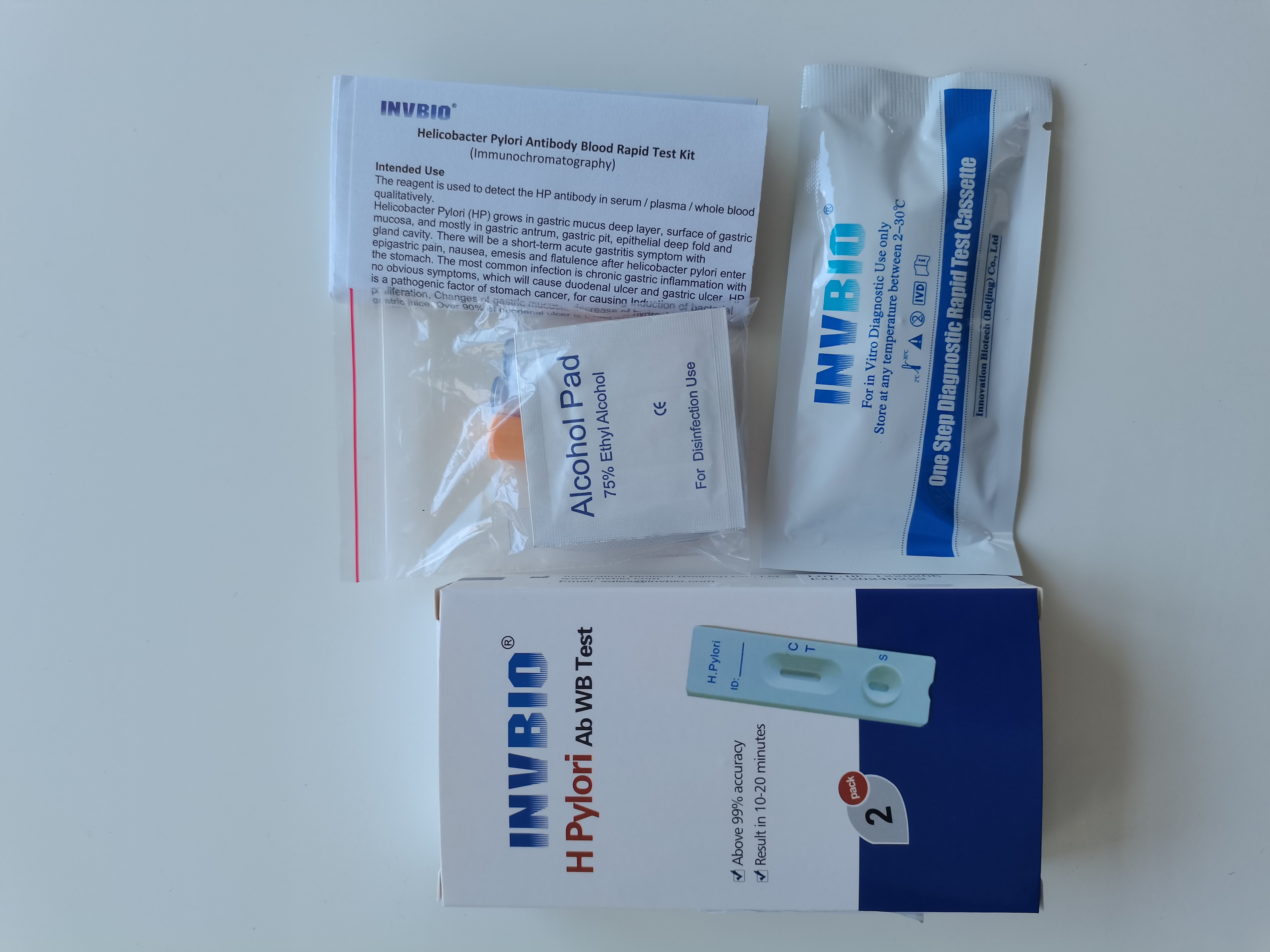 100% Sensitive Hospital H Pylori Ab Rapid Test Whole Blood Card For Human